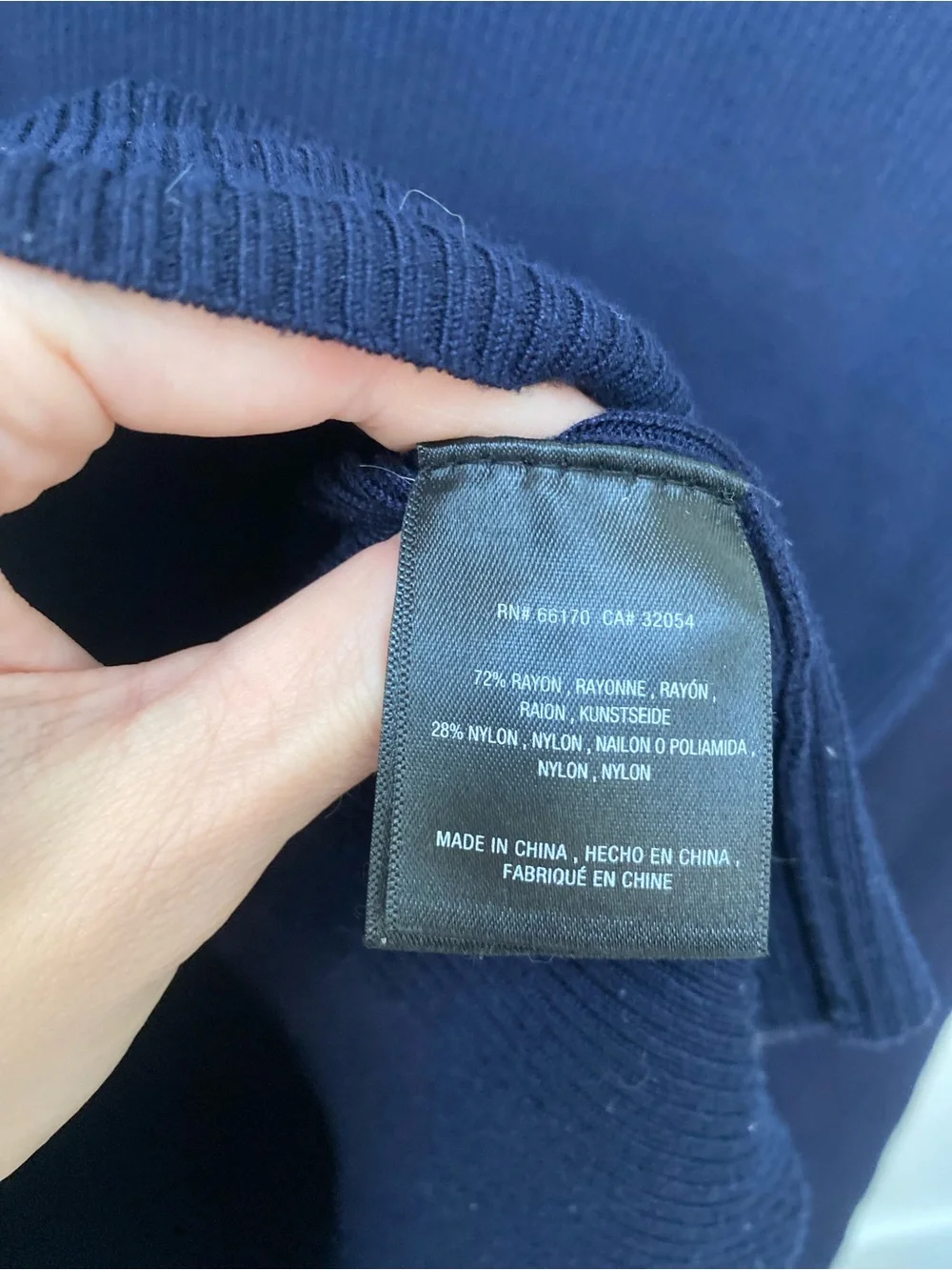 Moth Anthropologie Women's Navy Ribbed Turtleneck Sweater with bell sleeves
